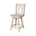 International Concepts Double "X" Back Counter Height Stool, Swivel 24" Seat Height, Unfinished S-202SW